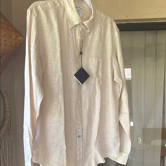 Brooks Brothers Cream Linen Casual Button Down Shirt - Picture 2 of 6